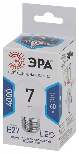 Лампа светодиодная Эра E27 7W 4000K LED P45-7W-840-E27 Б0020554