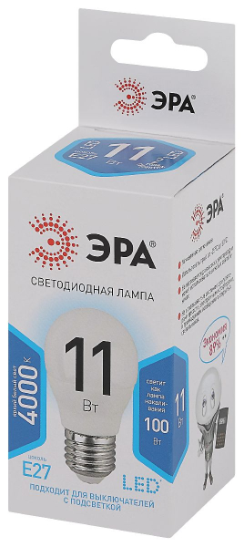 Лампа светодиодная Эра E27 11W 4000K LED P45-11W-840-E27 Б0032989