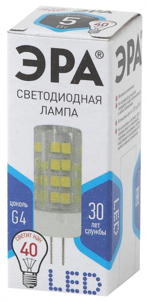 Лампа светодиодная Эра G4 5W 4000K LED JC-5W-220V-CER-840-G4 Б0027858