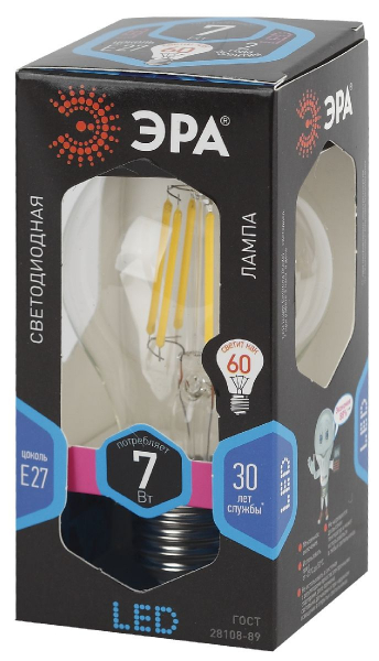 Лампа светодиодная Эра E27 7W 4000K F-LED A60-7W-840-E27 Б0043447