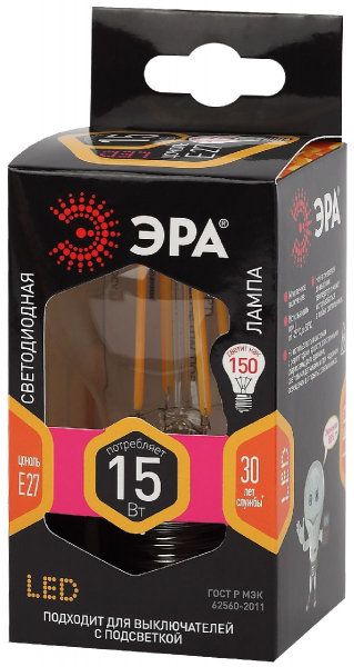 Лампа светодиодная Эра E27 15W 2700K F-LED A60-15W-827-E27 Б0046981