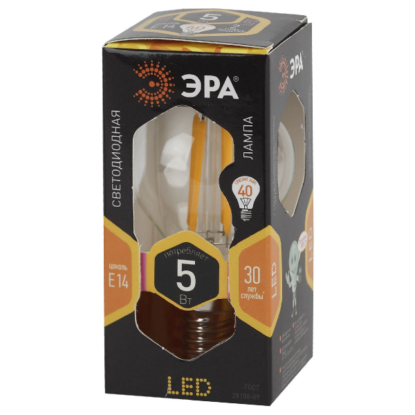 Лампа светодиодная Эра E14 5W 2700K F-LED P45-5W-827-E14 Б0043437