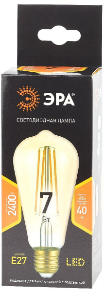 Лампа светодиодная Эра E27 7W 2400K F-LED ST64-7W-824-E27 gold Б0047664