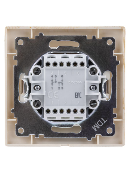 Выключатель двухклавишный на 2 направления Лама TDM Electric SQ1815-0307