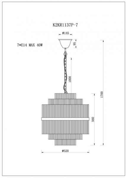 Подвесная люстра Garda Decor K2KR1137P-7