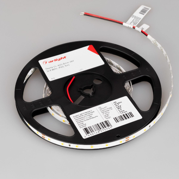 Светодиодная лента Arlight UL-A60-8mm 24V Warm2400 (4.8 W/m, IP20, 5m) 042285
