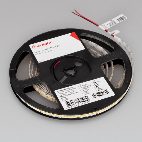 Светодиодная лента Arlight UL-A252-10mm 24V Warm3000 (11 W/m, IP20, 5m) 042319