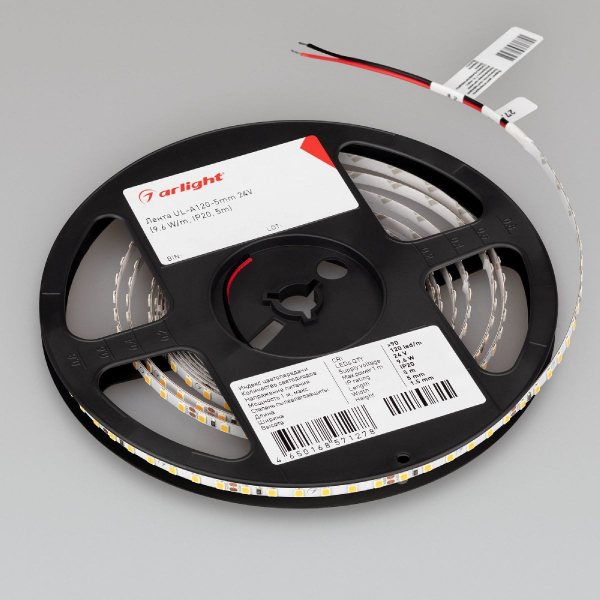 Светодиодная лента Arlight UL-A120-5mm 24V White6000 (9.6 W/m, IP20, 5m) 044058