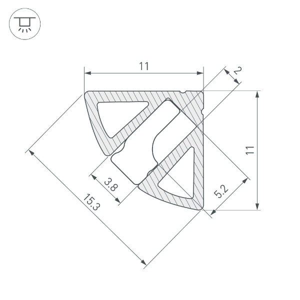 Алюминиевый профиль Arlight SL-KANT-H11-2000 ANOD BLACK 044086