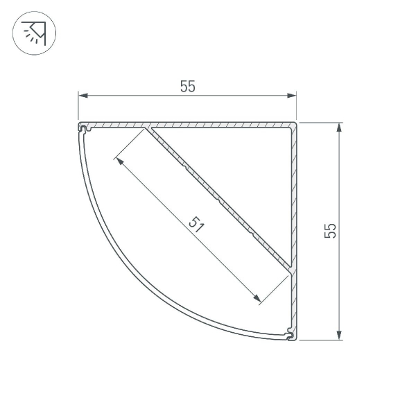 Алюминиевый профиль Arlight KANT-H55-2000 ANOD 044578