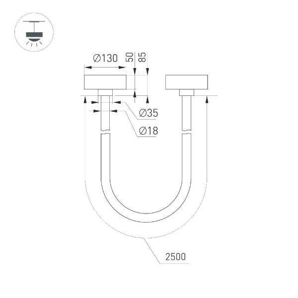 Подвесной светильник Arlight SP-TROPIC-SURFACE-R18-L2500-36W Warm3000 (BK, 360 deg, 230V) 043403