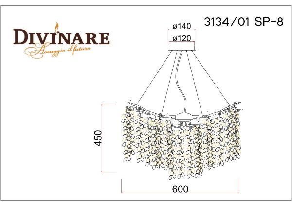 Подвесная люстра Divinare Salice 3134/01 SP-8