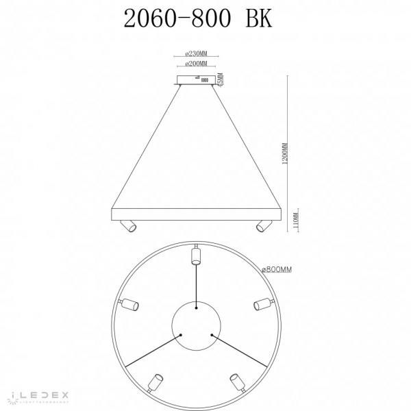 Подвесная люстра iLedex Vision 2060-D800 BK