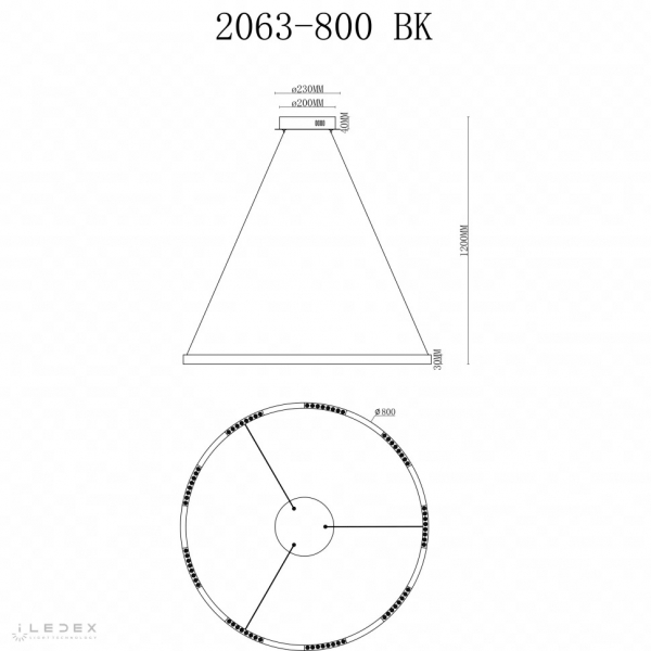 Подвесная люстра iLedex Vision 2063-D800 BK