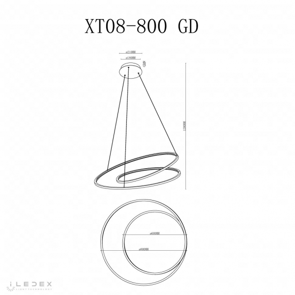 Подвесная люстра iLedex Axis XT08-D800 GD