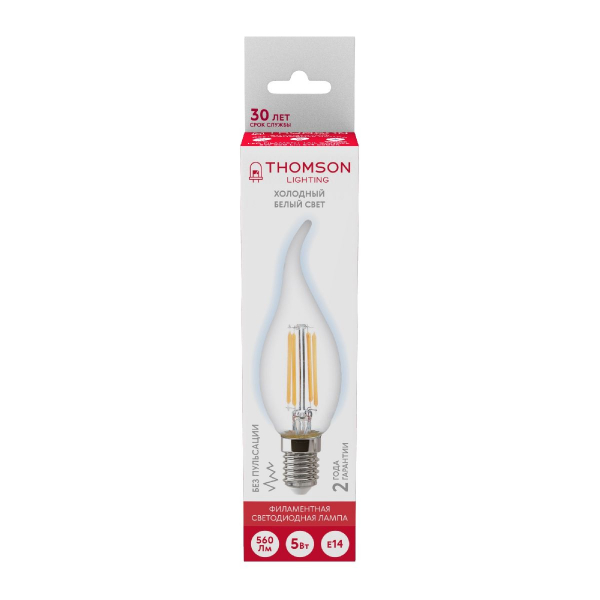 Лампа светодиодная Thomson Tail Candle E14 5W 6500K свеча на ветру TH-B2335