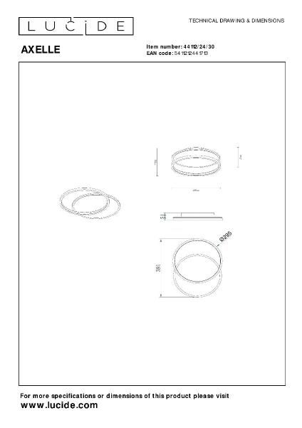 Потолочный светильник Lucide Axelle 44112/24/30