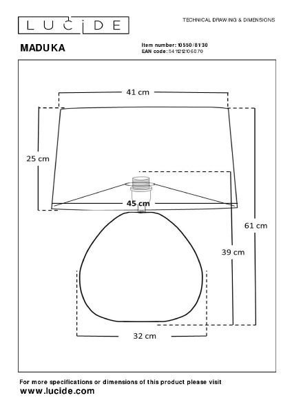Настольная лампа Lucide Maduka 10550/81/30