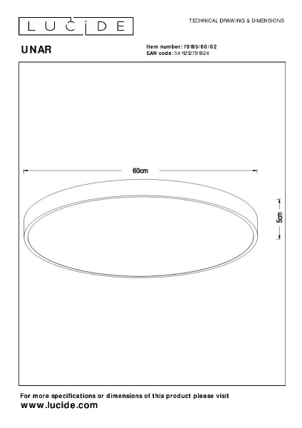 Потолочный светильник Lucide Unar 79185/60/02
