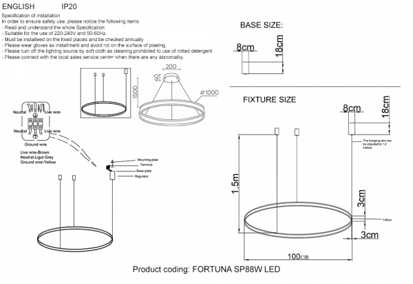 Подвесная люстра Crystal Lux FORTUNA SP88W LED BLACK