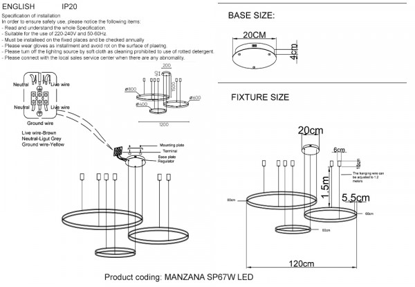 Подвесная люстра Crystal Lux MANZANA SP67W LED BLACK