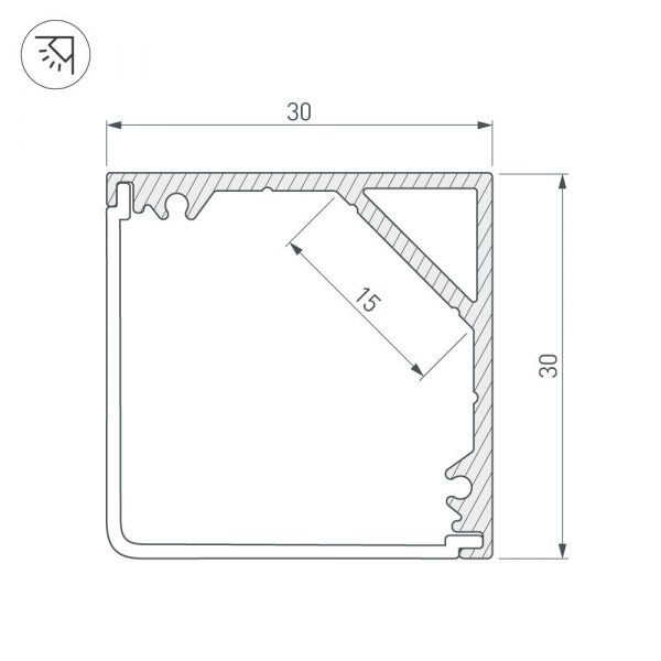 Профиль Arlight SL-KANT-H30-3000 ANOD 046182
