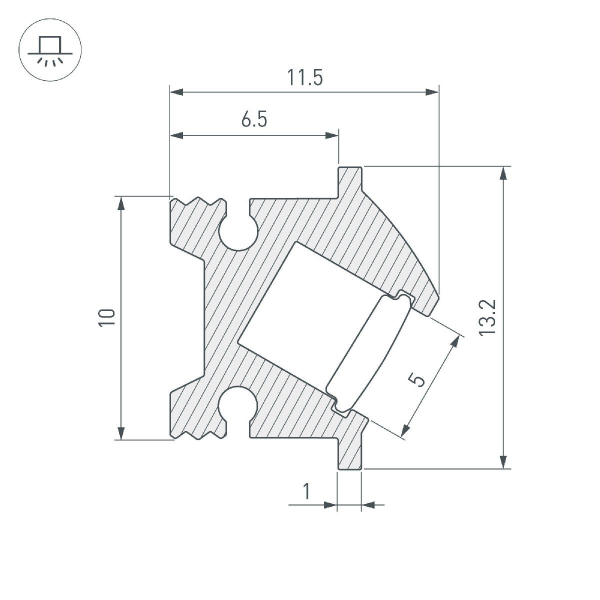 Профиль Arlight SL-BEVEL-H12-F13-2000 ANOD IRON GREY 045329