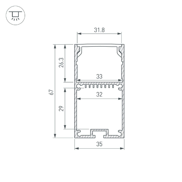 Профиль Arlight LINE-S-3667-2000 ANOD 041581