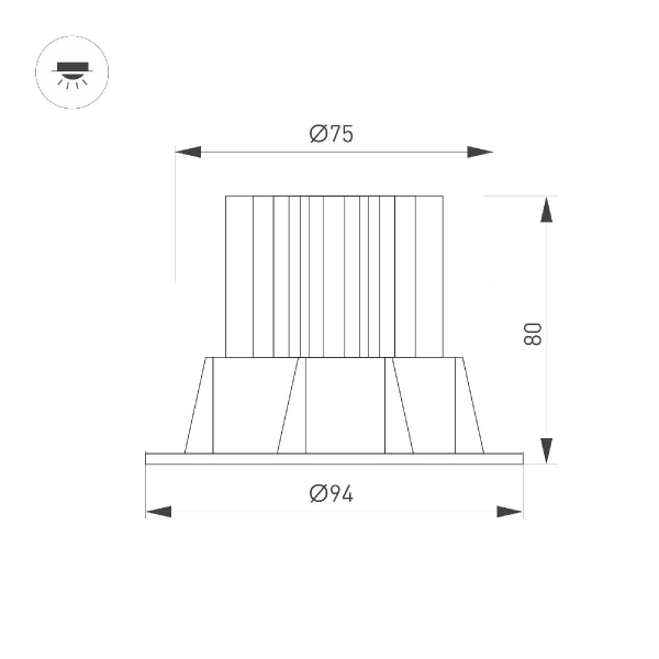 Встраиваемый светильник Arlight MS-ATOLL-BUILT-TURN-R94-10W Day4000 (WH, 60 deg, 230V) 044600