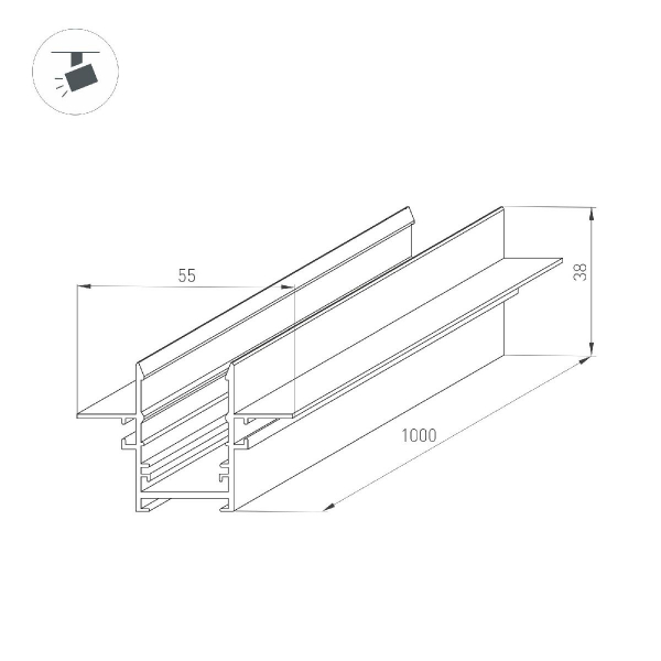 Шинопровод встраиваемый Arlight MAG-TRACK-2538-FDW-1000 046284