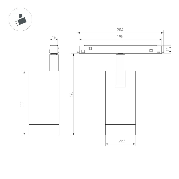 Трековый магнитный светильник Arlight MAG-FLEX-SPOT-R45-12W Warm3000 (BK, 24 deg, 48V) 047202