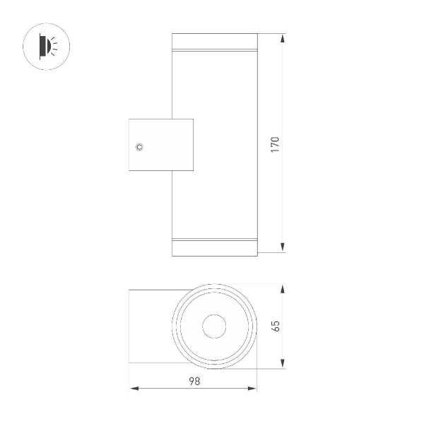 Уличный настенный светильник Arlight LGD-RAY-WALL-TWIN-R65-2x9W Day4000 (GR, 23 deg, 230V) 044850