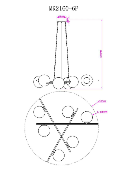 Подвесная люстра Myfar Ilana MR2160-6P