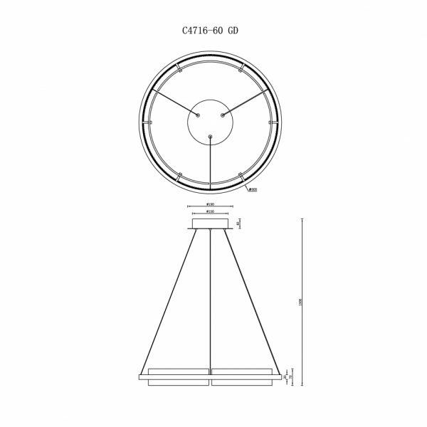 Подвесная люстра iLedex Meridian C4716-60 GD