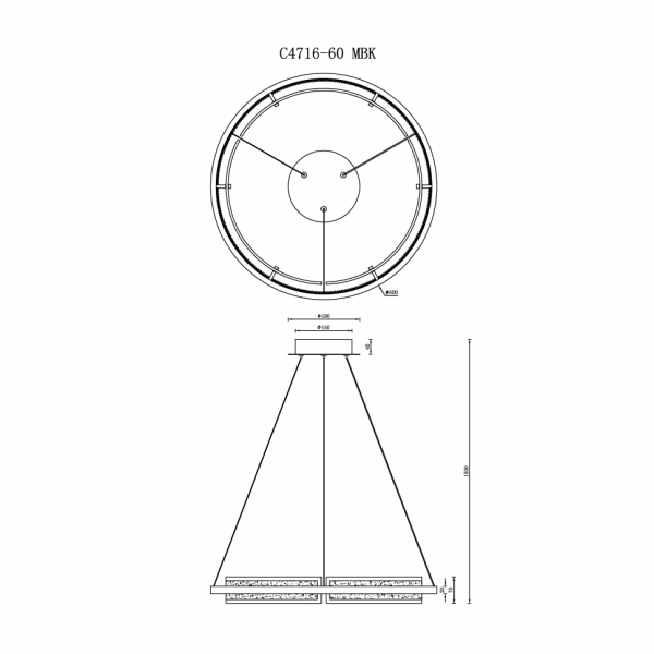 Подвесная люстра iLedex Meridian C4716-60 MBK