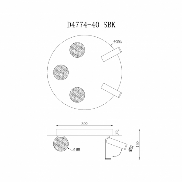 Потолочная люстра iLedex Telescope D4774-40 SBK