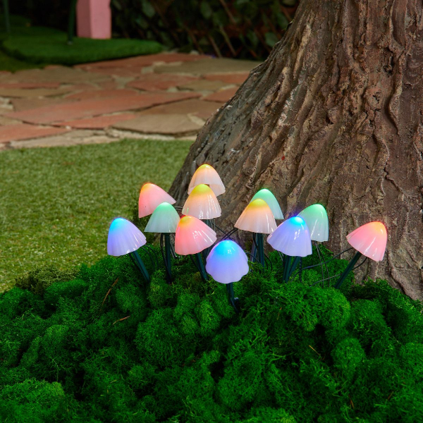 Садовый светильник на солнечной батарее Uniel USL-S-830/PM020 MULTICOLOR MUSHROOMS SET12 UL-00011676