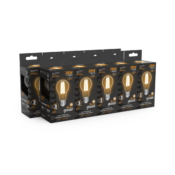 Лампа светодиодная Gauss Filament E27 26W 2700K 102902126