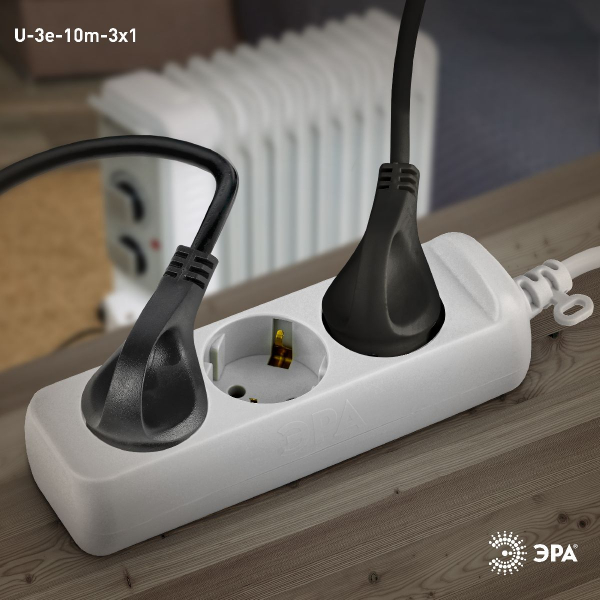 Удлинитель электрический Эра U-3e-10m-3x1 Б0028373