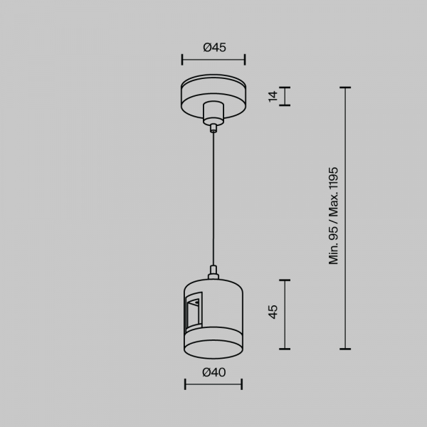 Подвес тросовый с прямым коннектором питания Maytoni Flarity TRA157SW-IPC1-B