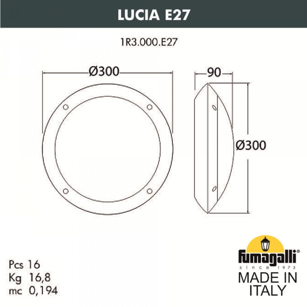 Уличный настенный светильник Fumagalli Lucia 1R3.000.000.AYE27BU1