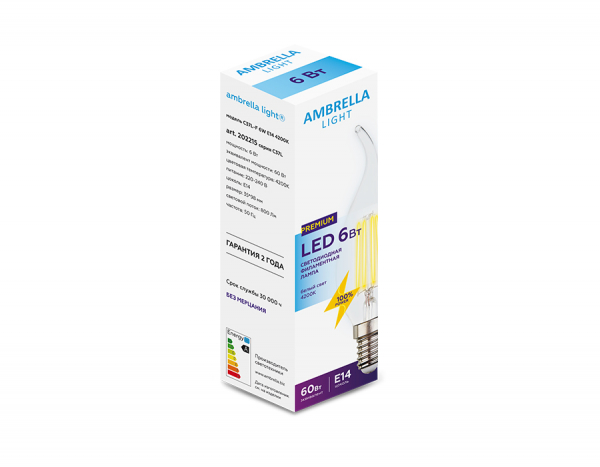 Филаментная cветодиодная лампа Ambrella Light Filament C37L E14 6W 4200K 202215