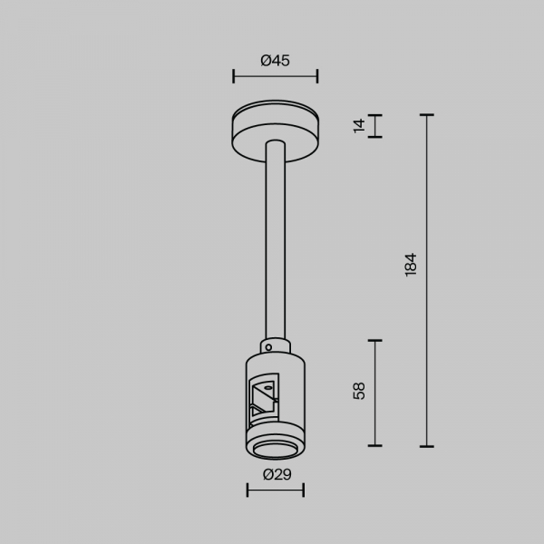 Крепление потолочное Short одинарное Maytoni Flarity TRA156C-SL1-B