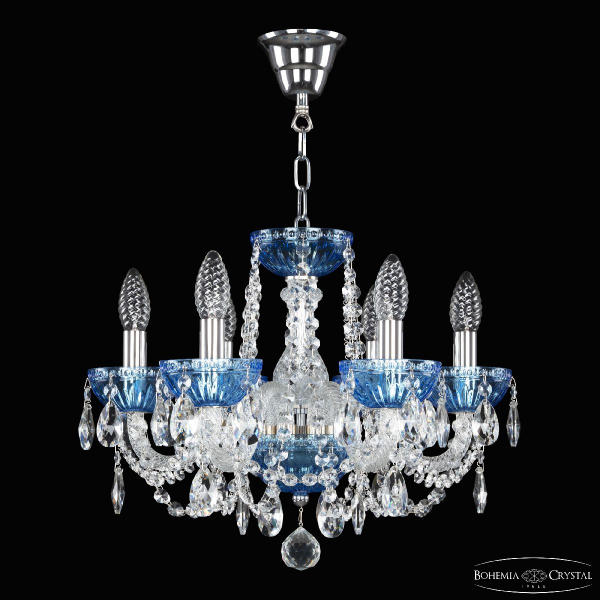 Подвесная люстра Bohemia Ivele Crystal 5402/6/141 Ni Aquamarine/M-1G