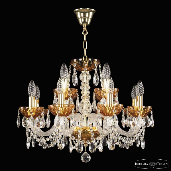 Подвесная люстра Bohemia Ivele Crystal 5402/8+4/195 G Amber/M-1H
