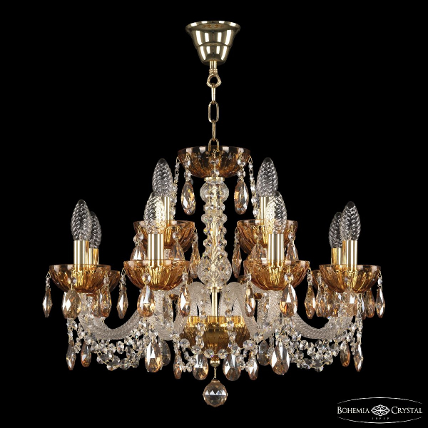 Подвесная люстра Bohemia Ivele Crystal 5402/8+4/195 G Amber/M-1H K721
