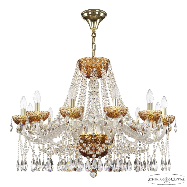 Подвесная люстра Bohemia Ivele Crystal 5413/12/300 G Amber/M-1F