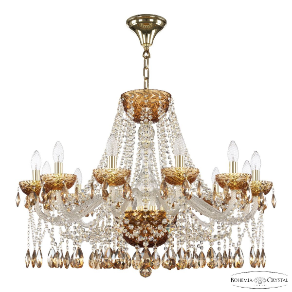 Подвесная люстра Bohemia Ivele Crystal 5413/12/300 G Amber/M-1F K721