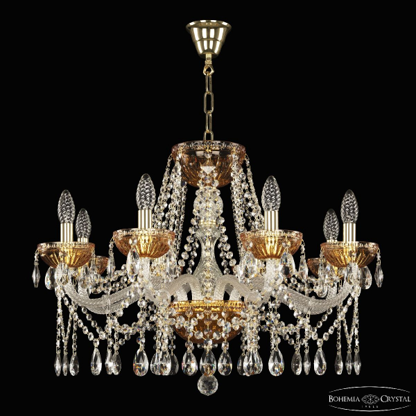 Подвесная люстра Bohemia Ivele Crystal 5413/8/240 G Amber/M-1G