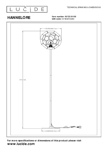Торшер Lucide Hannelore 10723/01/30